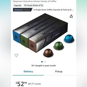 Nespresso Vertuoline Intense Variety of Coffee
sampler packs.